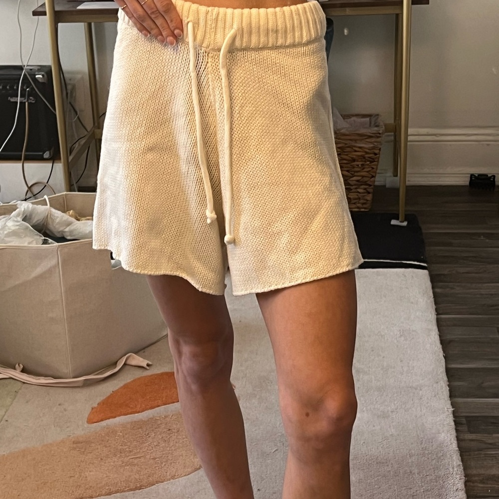 cream weworewhat high waisted knitted shorts xs